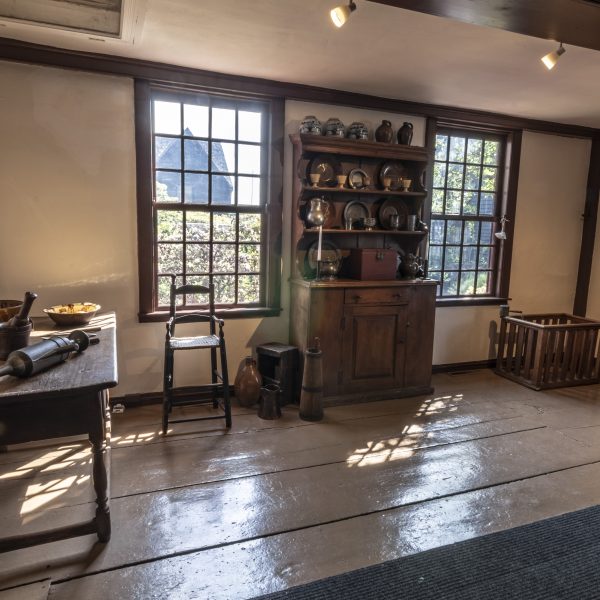 Interior of the Nathaniel Hawthorne Birthplace at The House of the Seven Gables museum campus