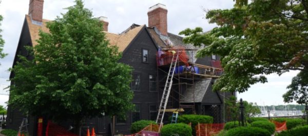 Roof work at The House of the Seven Gables