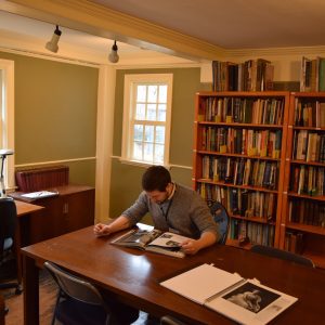 William Demick hard at work in The Gables Research Library