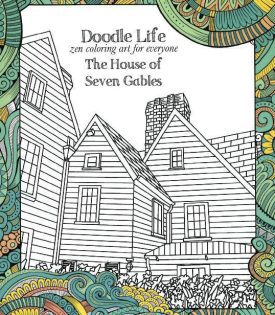 A coloring page of The House of the Seven Gables.