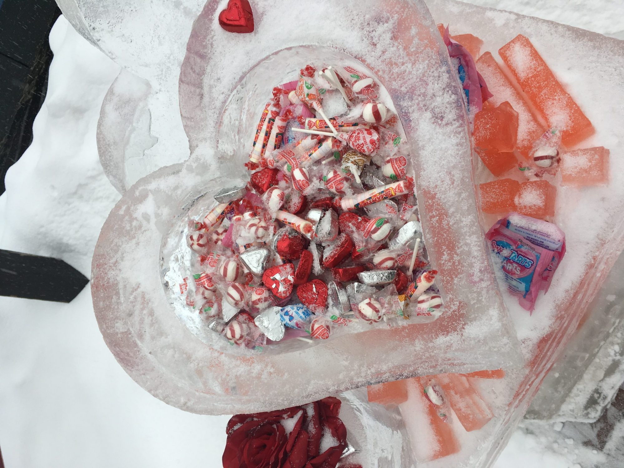 Ice sculpture filled with candy at The House of the Seven Gables