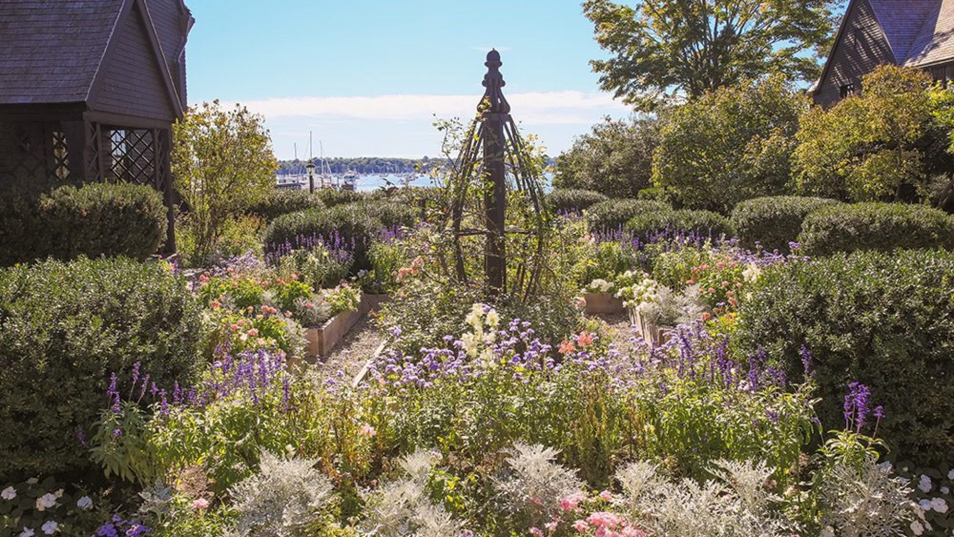 Flower garden located on the side of the House of the Seven Gables.