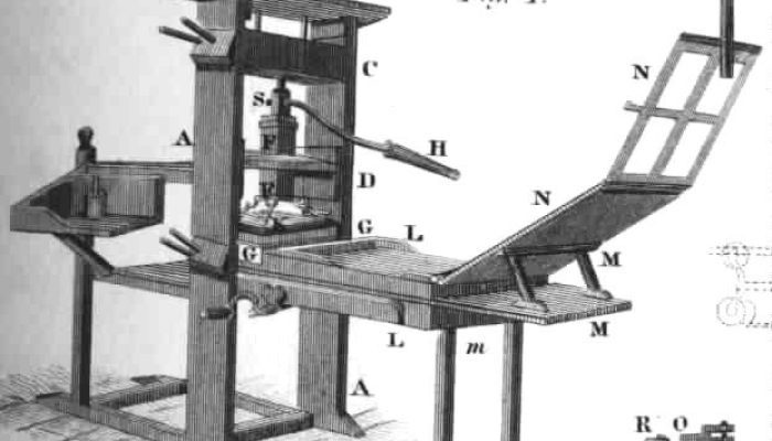 Images of a historic printing press