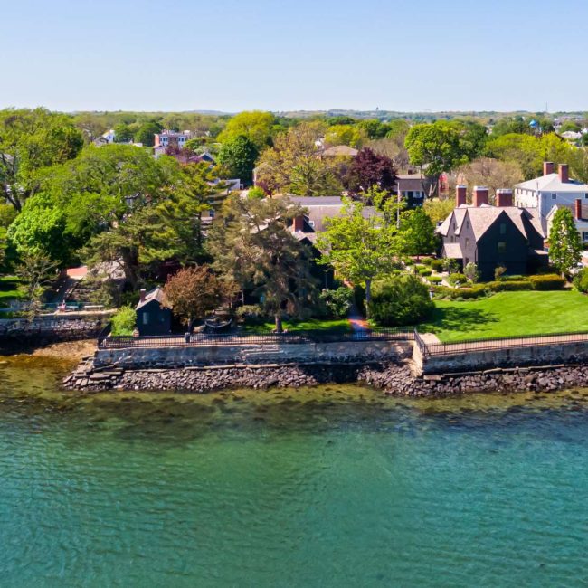 drone image of historic site