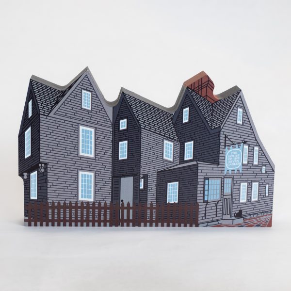 An image of the front side of the Cat's Meow model of the House of the Seven Gables taken from the Turner Street view.